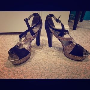 6” print heels by Guess.